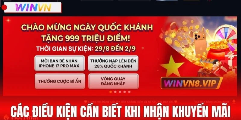 Các điều kiện cần biết khi nhận khuyến mãi