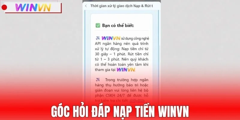 Góc hỏi đáp nạp tiền WINVN