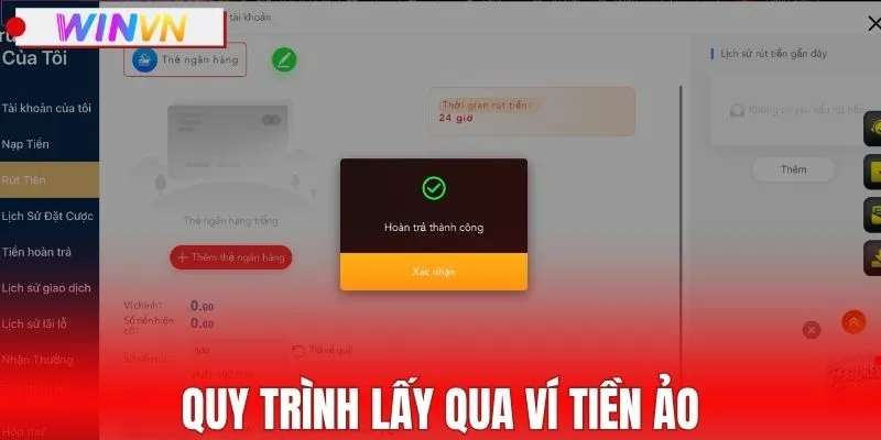 Quy trình lấy qua ví tiền ảo