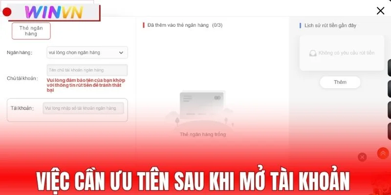 Việc cần ưu tiên sau khi mở tài khoản
